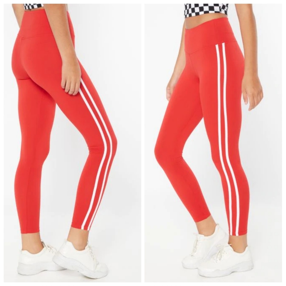 Rue21 Red and White Side Striped Leggings NWT